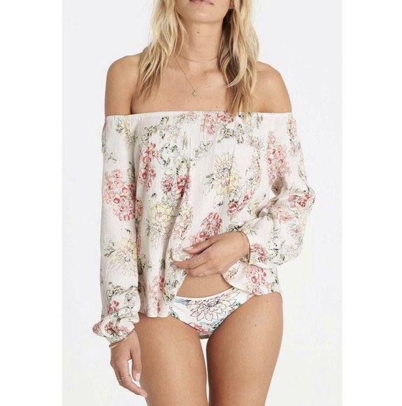 Billabong Tops - BILLABONG Mi Amore Floral Off The Shoulder Long Sleeve Top